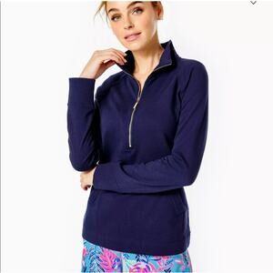 Lilly Pulitzer Skipper Solid 1/2 Zip Pullover in Navy Size L